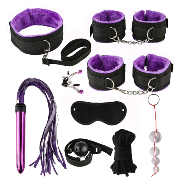 Exotic Accessories BDSM Bondage Sex Toys for Couples Restraints Set Anal Plug Vibrator Handcuffs Slave Whip Spanking Sex Games
