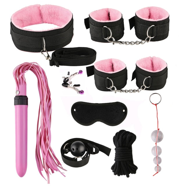 Exotic Accessories BDSM Bondage Sex Toys for Couples Restraints Set Anal Plug Vibrator Handcuffs Slave Whip Spanking Sex Games