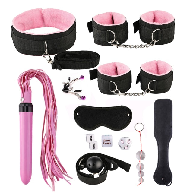 Exotic Accessories BDSM Bondage Sex Toys for Couples Restraints Set Anal Plug Vibrator Handcuffs Slave Whip Spanking Sex Games