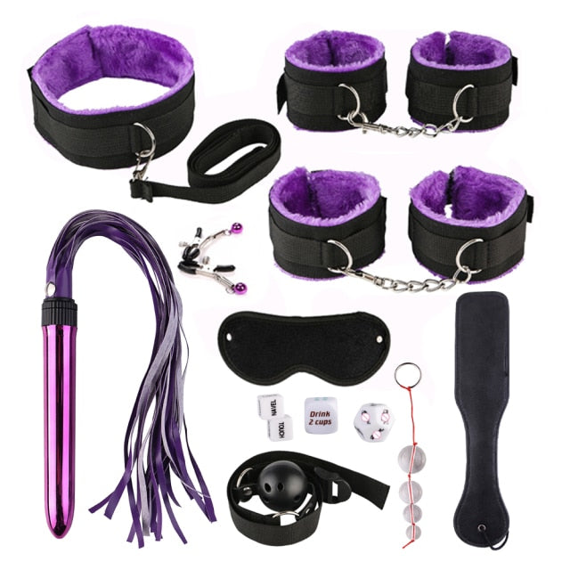 Exotic Accessories BDSM Bondage Sex Toys for Couples Restraints Set Anal Plug Vibrator Handcuffs Slave Whip Spanking Sex Games