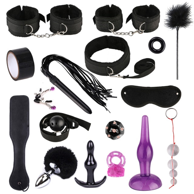 Exotic Accessories BDSM Bondage Sex Toys for Couples Restraints Set Anal Plug Vibrator Handcuffs Slave Whip Spanking Sex Games