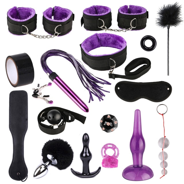 Exotic Accessories BDSM Bondage Sex Toys for Couples Restraints Set Anal Plug Vibrator Handcuffs Slave Whip Spanking Sex Games
