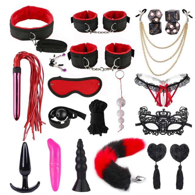 Exotic Accessories BDSM Bondage Sex Toys for Couples Restraints Set Anal Plug Vibrator Handcuffs Slave Whip Spanking Sex Games